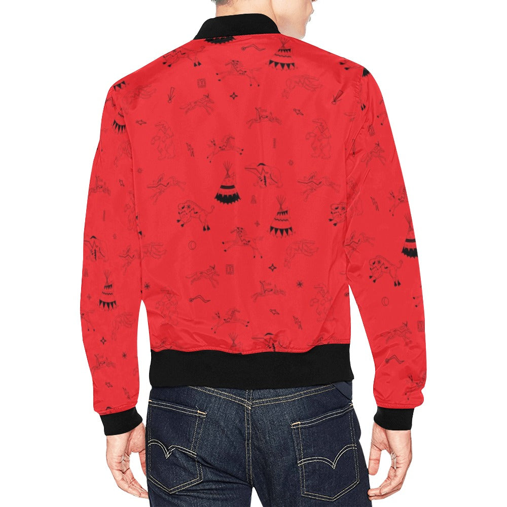 Ledger Dables Red All Over Print Bomber Jacket for Men