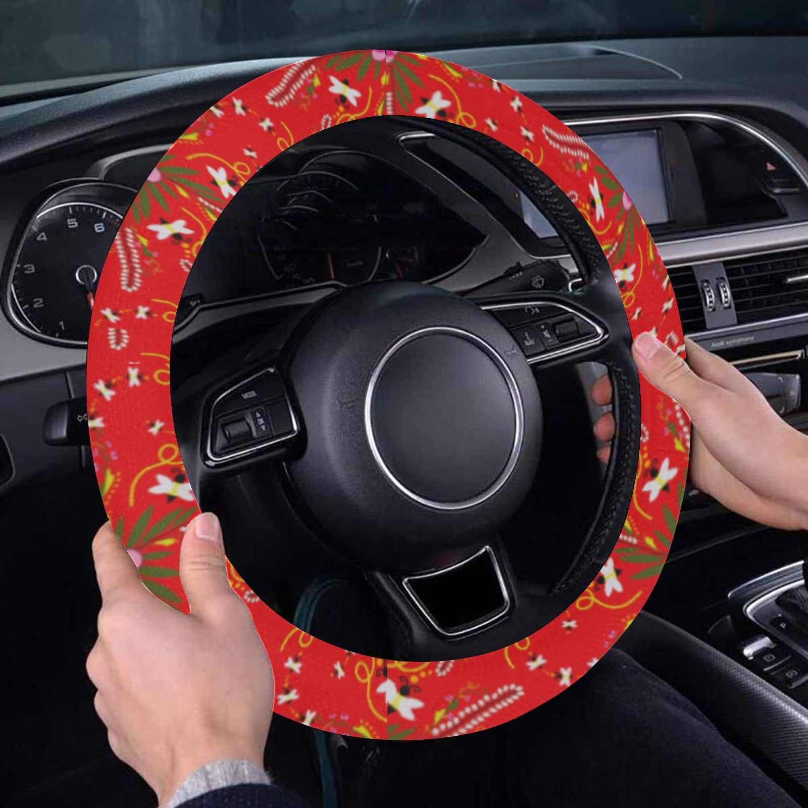 Willow Bee Cardinal Steering Wheel Cover with Elastic Edge
