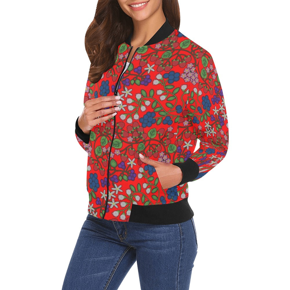 Takwakin Harvest Fire All Over Print Bomber Jacket for Women