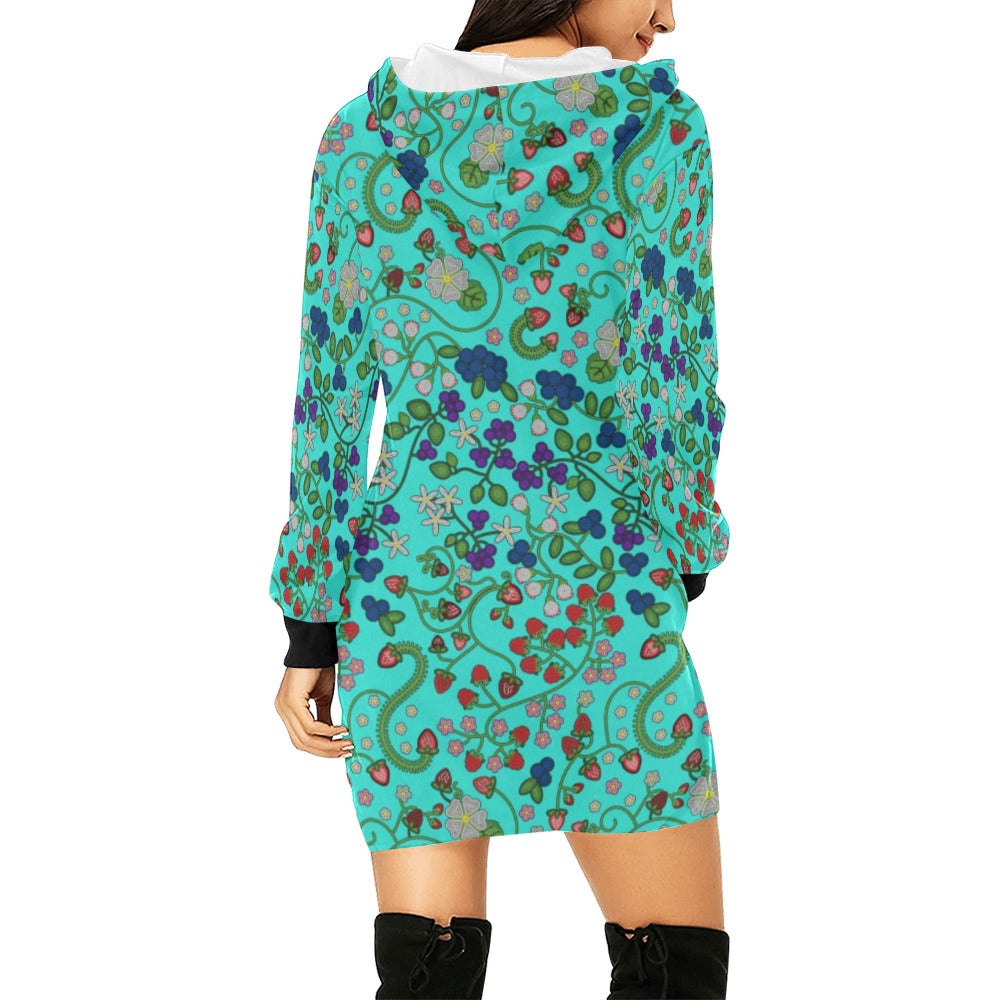 Grandmother Stories Turquoise Hoodie Dress