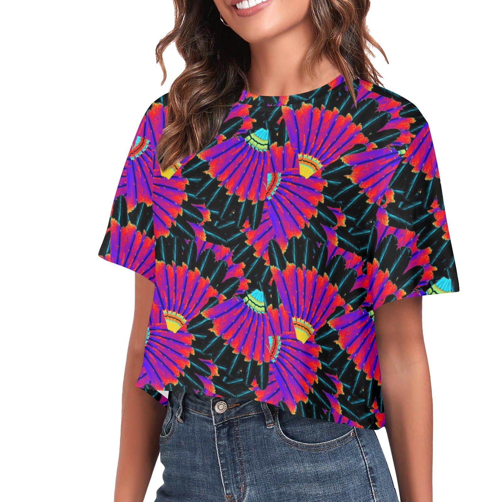 Eagle Feather Remix Women's Cropped T-shirt