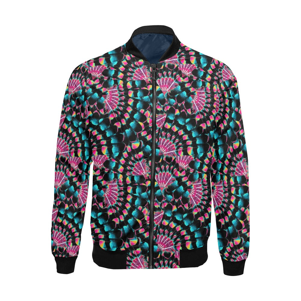 Hawk Feathers Heat Map Bomber Jacket for Men