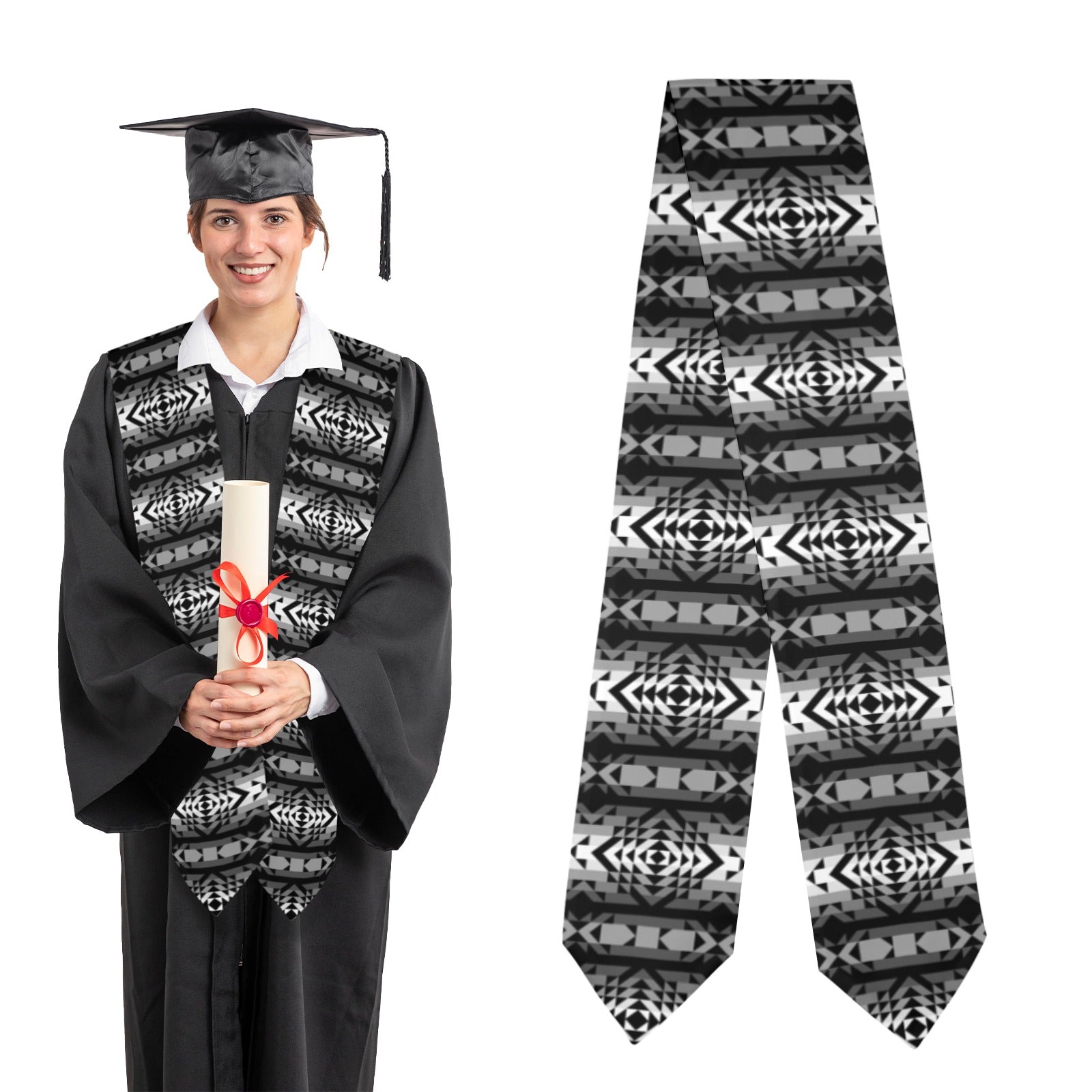 Black Rose Shadow Graduation Stole