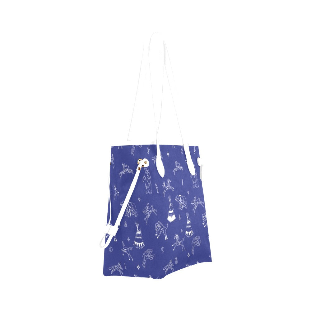 Ledger Dabbles Blue Clover Canvas Tote Bag