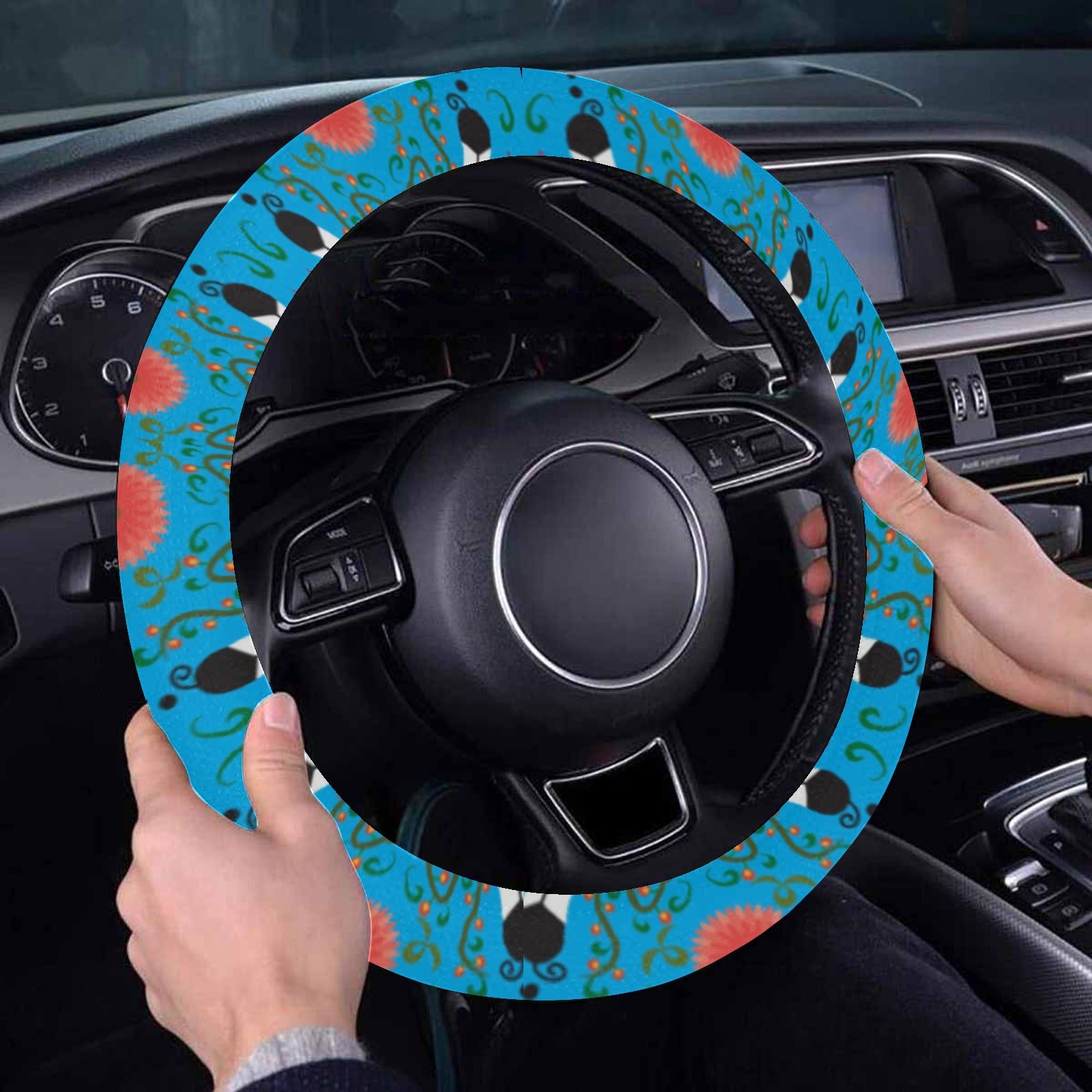 New Growth Bright Sky Steering Wheel Cover with Elastic Edge