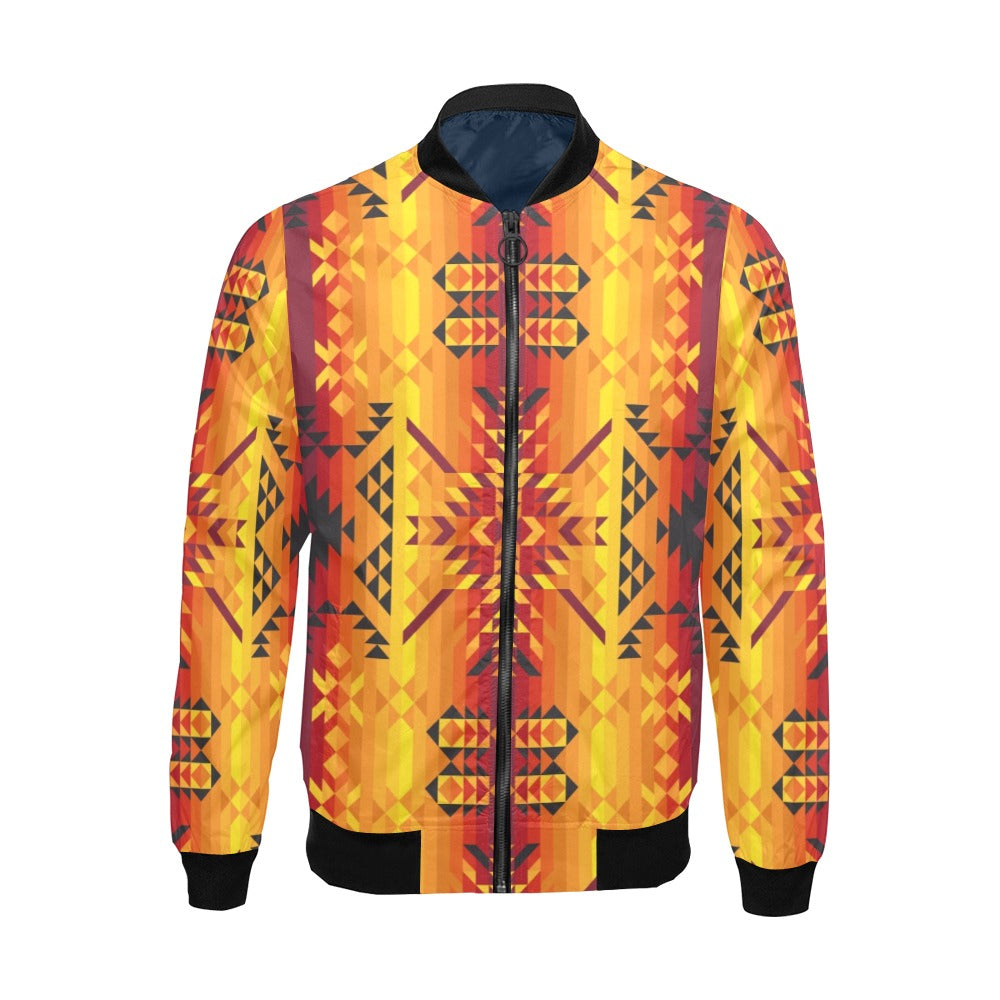 Desert Geo Yellow Red Bomber Jacket for Men