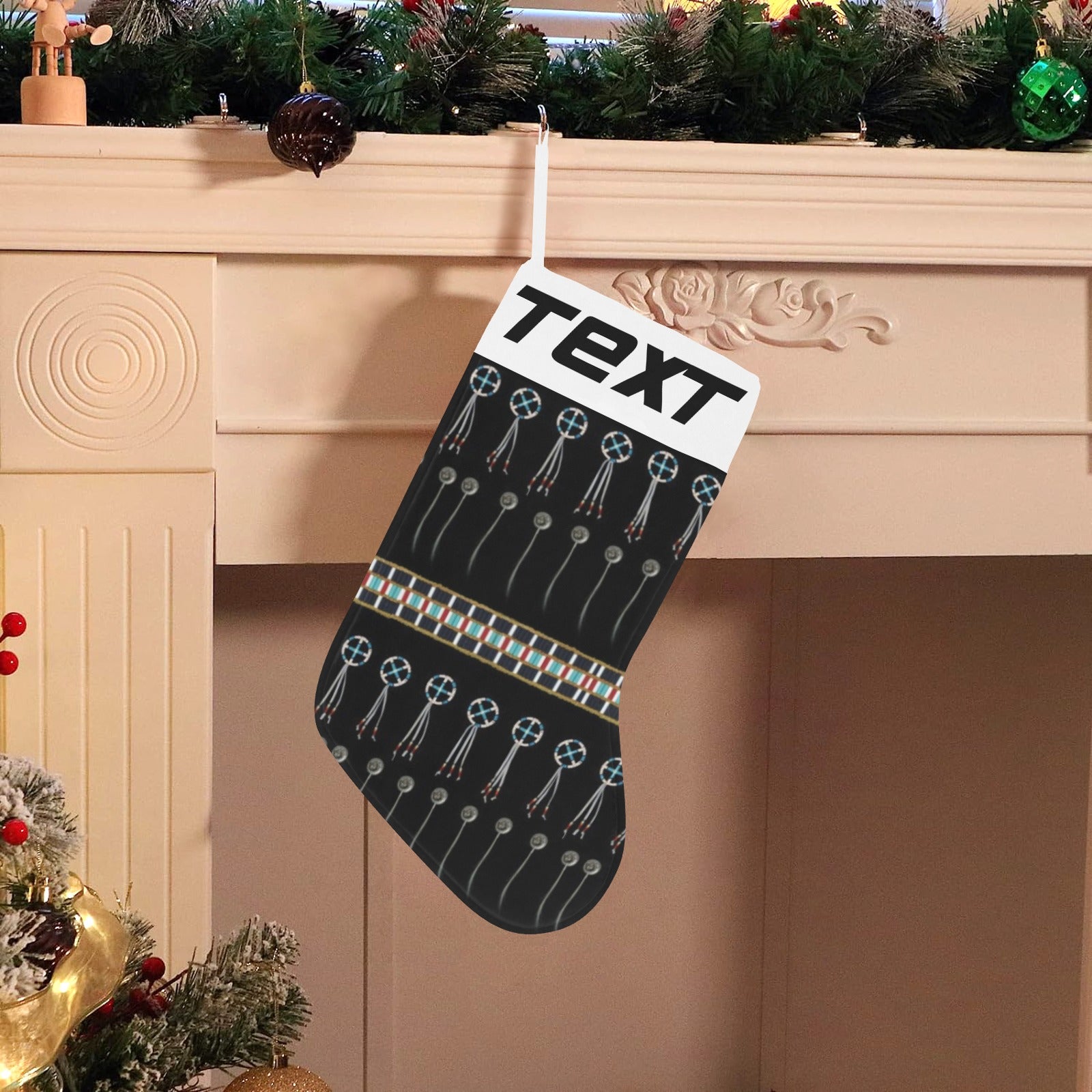Beaded Bracelet Christmas Stocking (Custom Text on The Top)