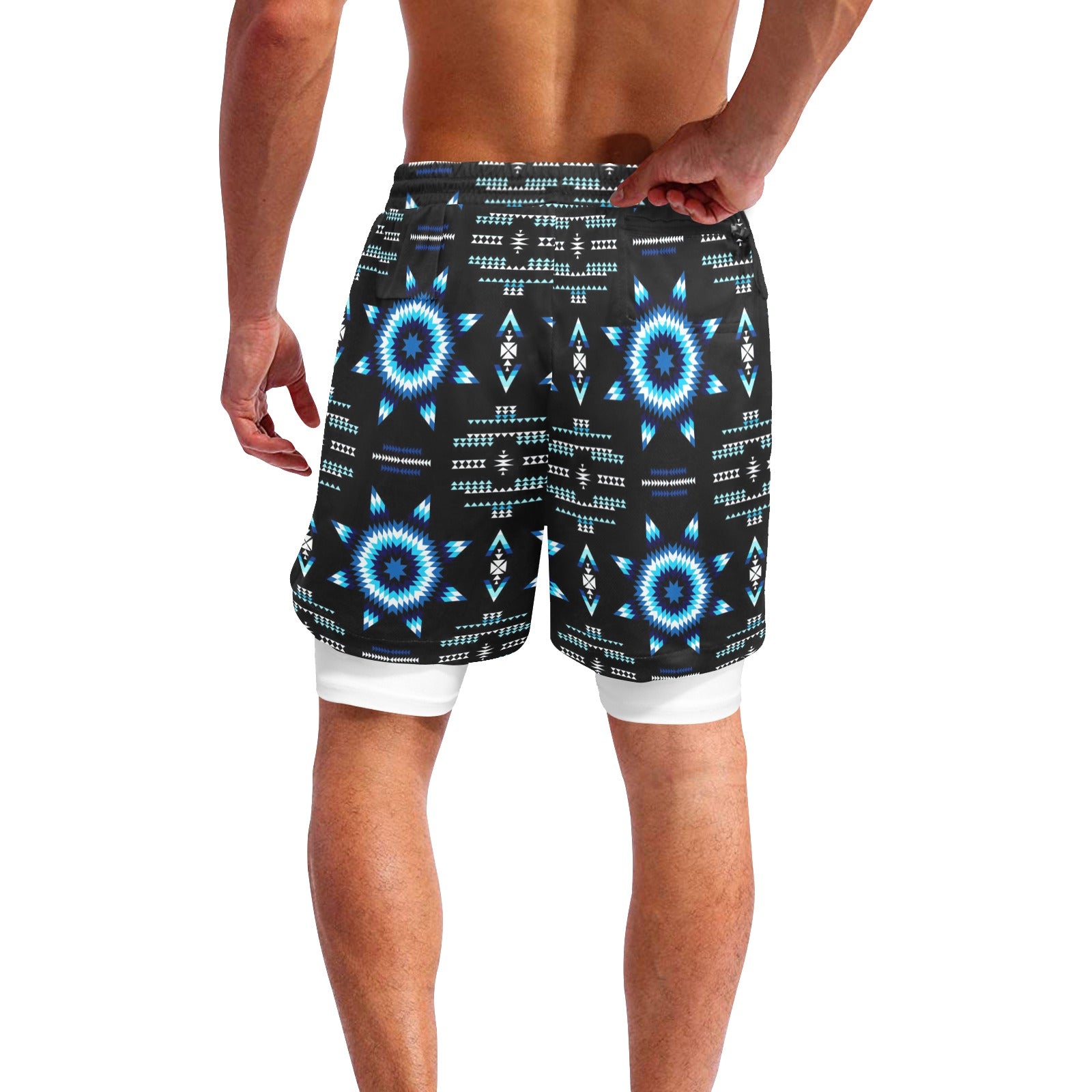 Rising Star Wolf Moon Men's Sports Shorts with Compression Liner