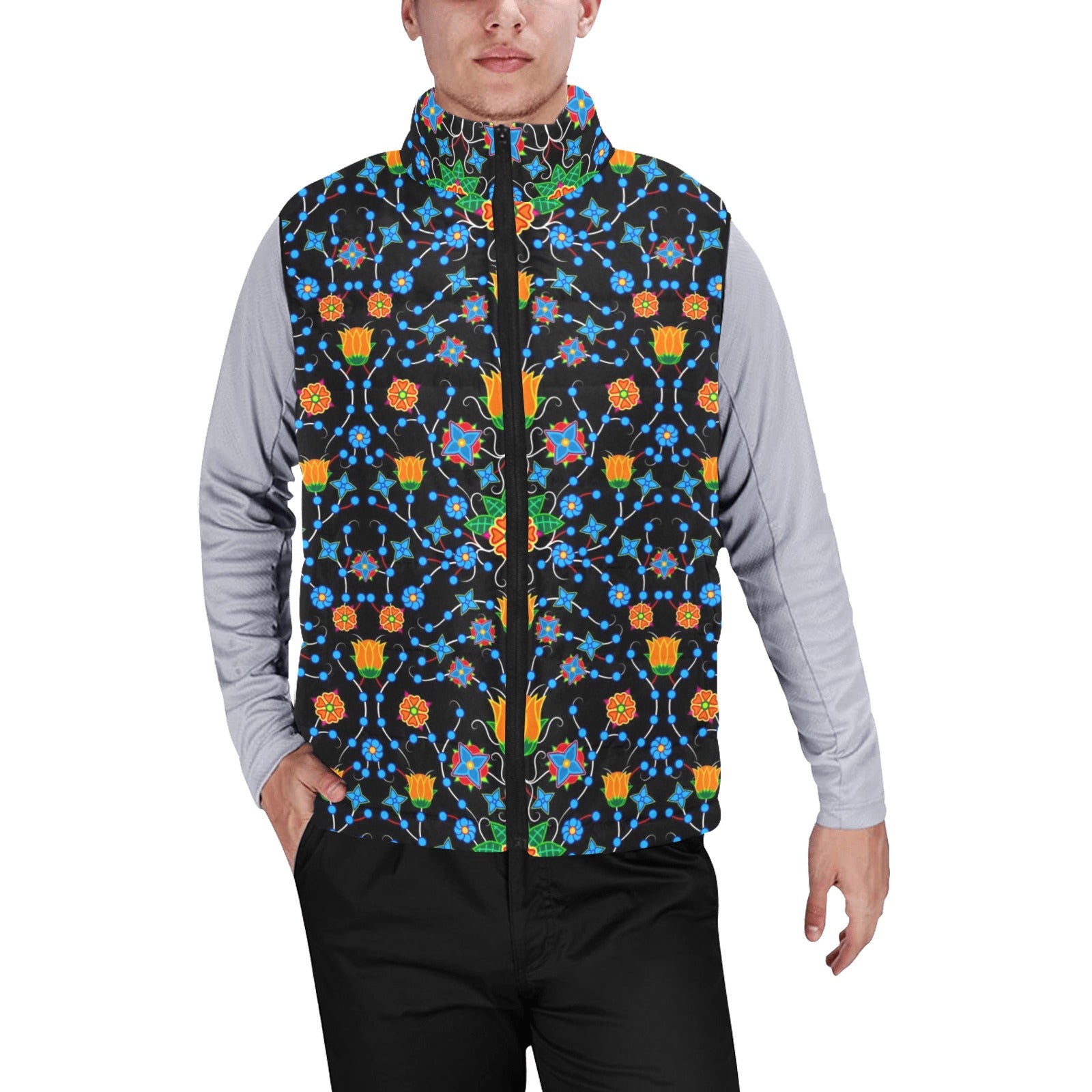 Floral Damask Men's Padded Vest Jacket