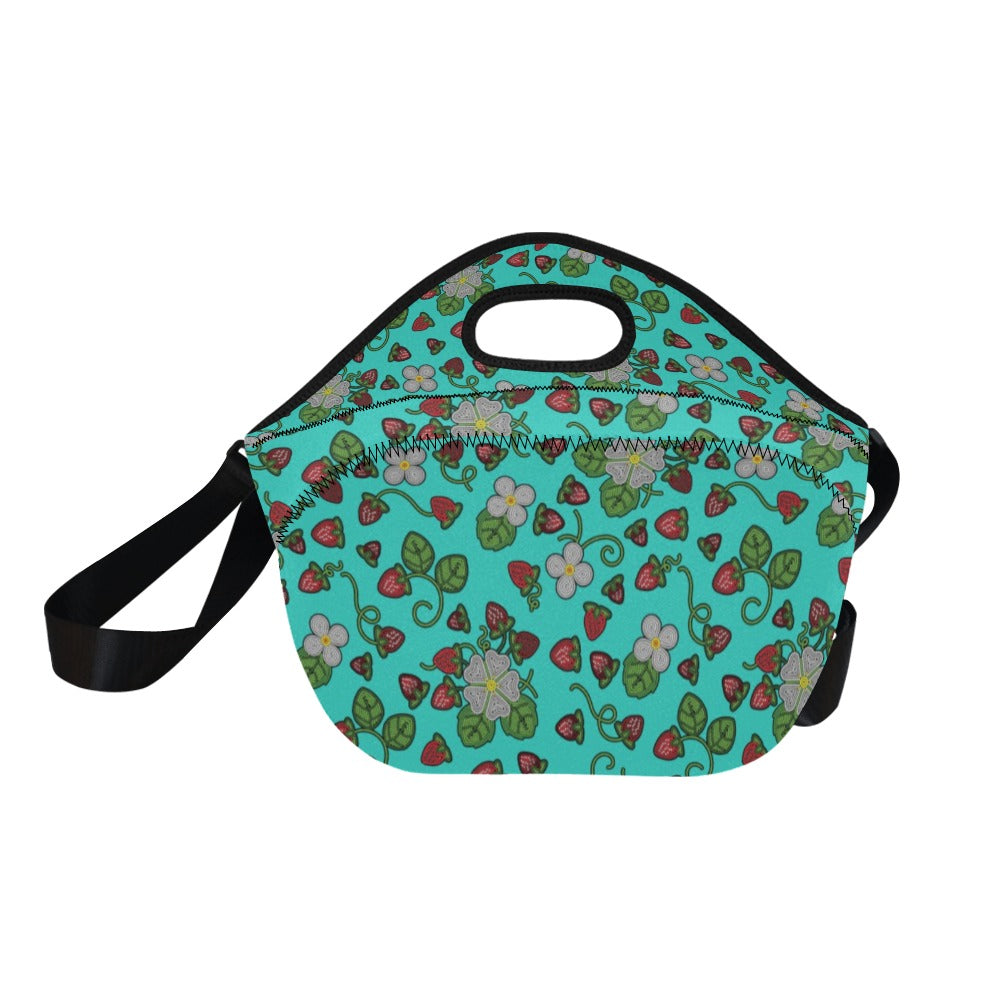 Strawberry Dreams Turquoise Neoprene Lunch Bag/Large