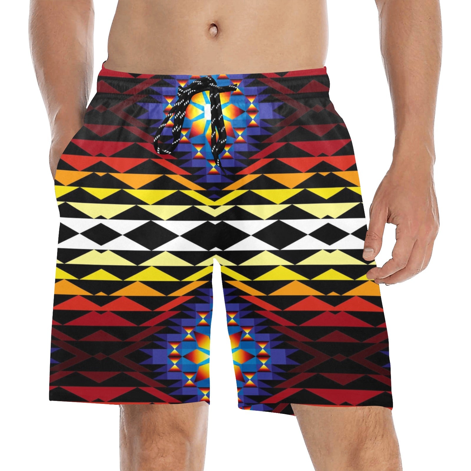 Sunset Blanket Men's Mid-Length Beach Shorts