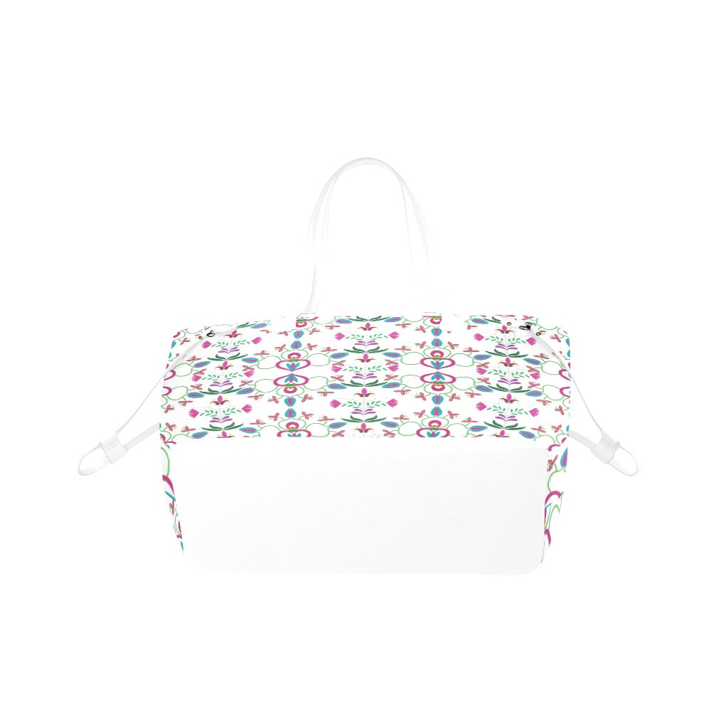 Quilled Divine White Clover Canvas Tote Bag