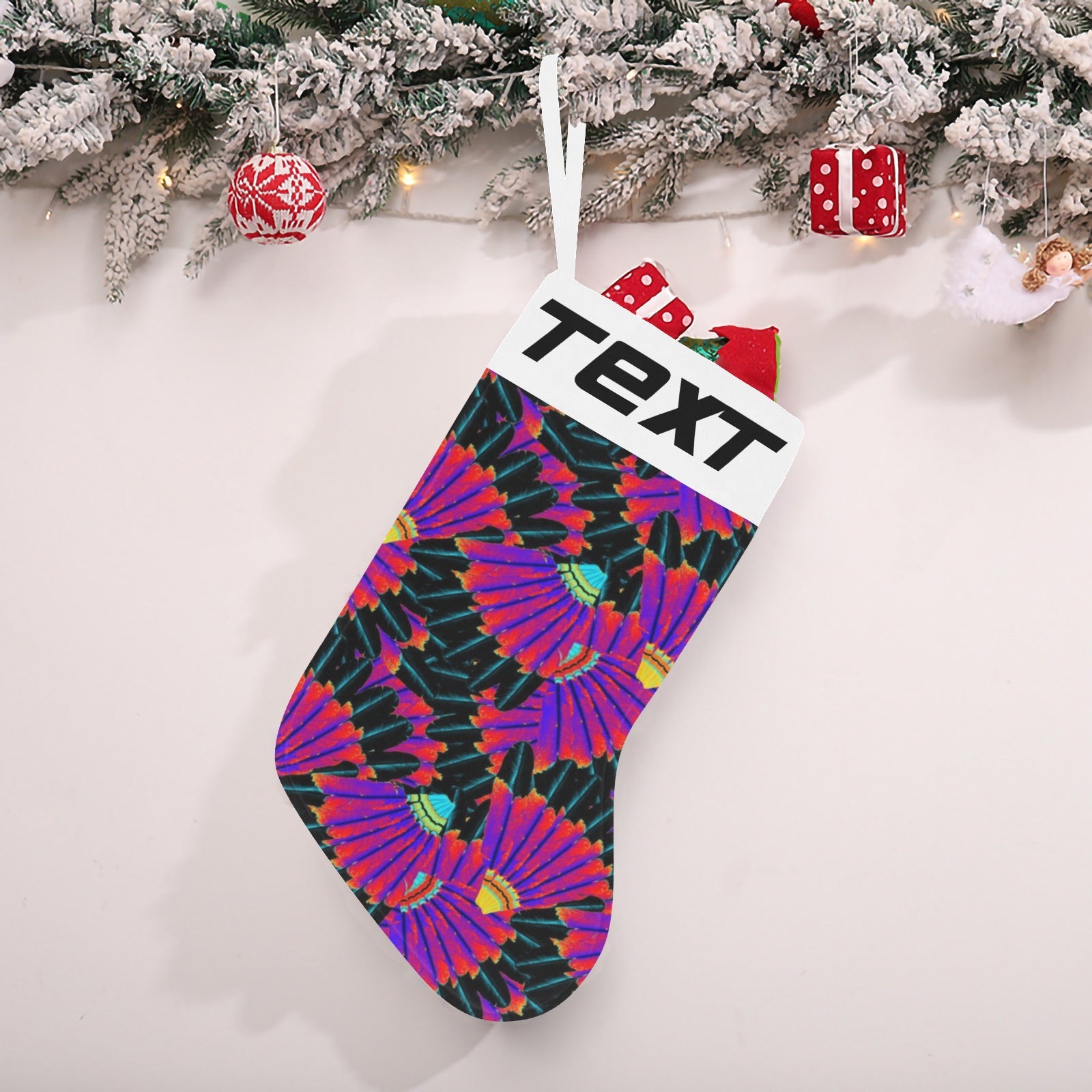 Eagle Feather Remix Christmas Stocking (Custom Text on The Top)