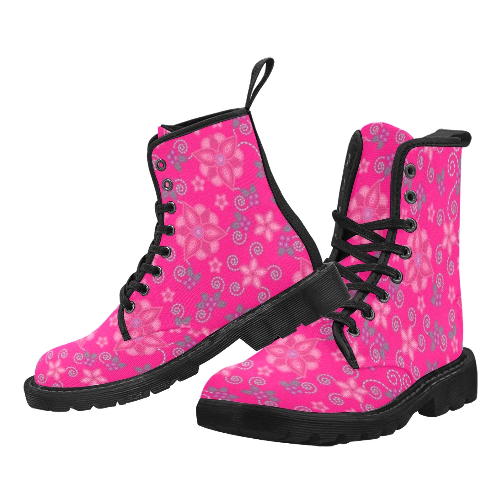 Berry Picking Pink Boots for Men (Black)
