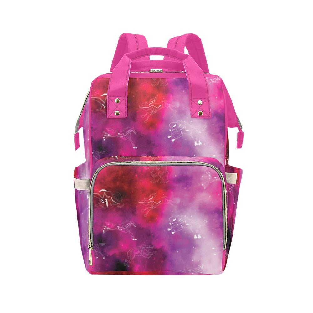 Animal Ancestors 8 Gaseous Clouds Pink and Red Multi-Function Diaper Backpack/Diaper Bag