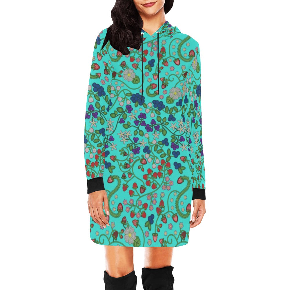 Grandmother Stories Turquoise Hoodie Dress