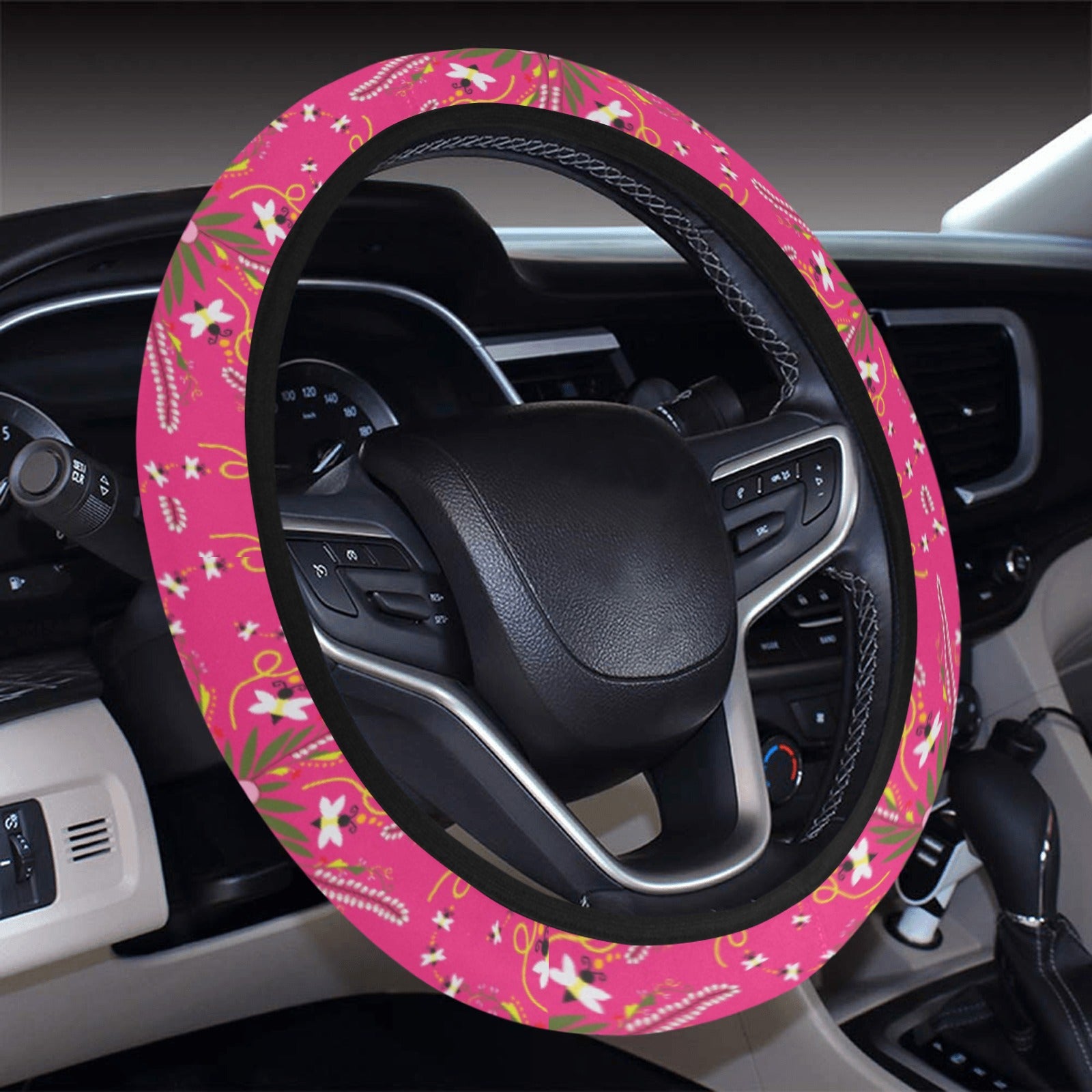 Willow Bee Bubblegum Steering Wheel Cover with Elastic Edge