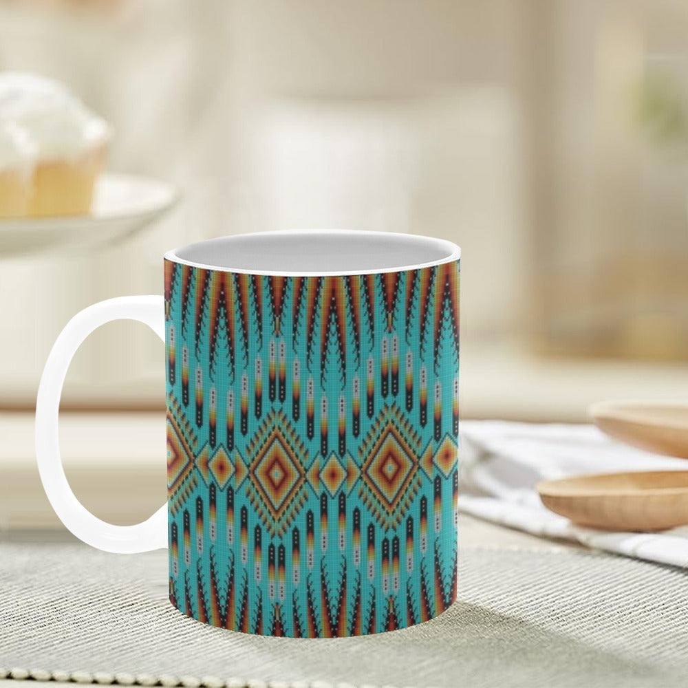 Fire Feather Turquoise White Mug(11OZ)