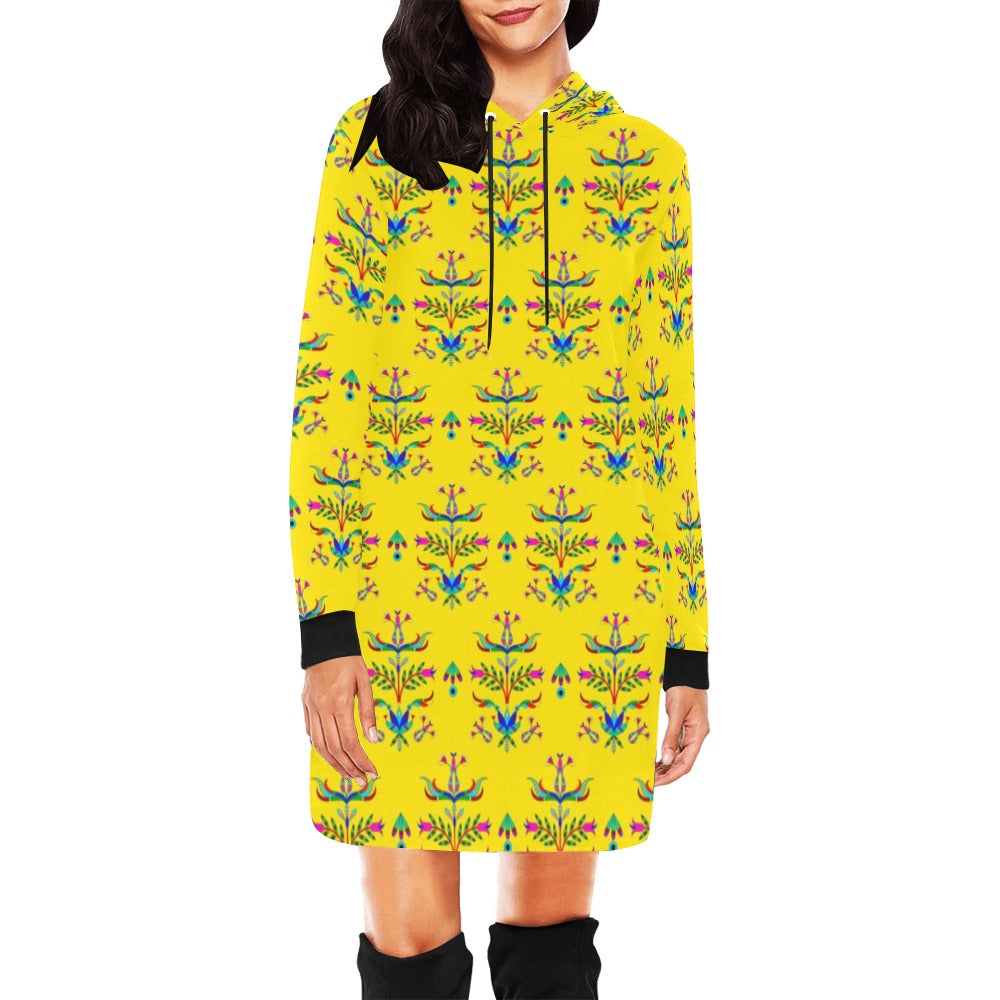 Dakota Damask Yellow Hoodie Dress