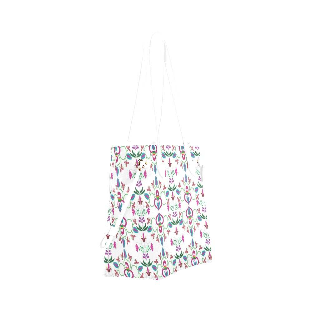 Quilled Divine White Clover Canvas Tote Bag