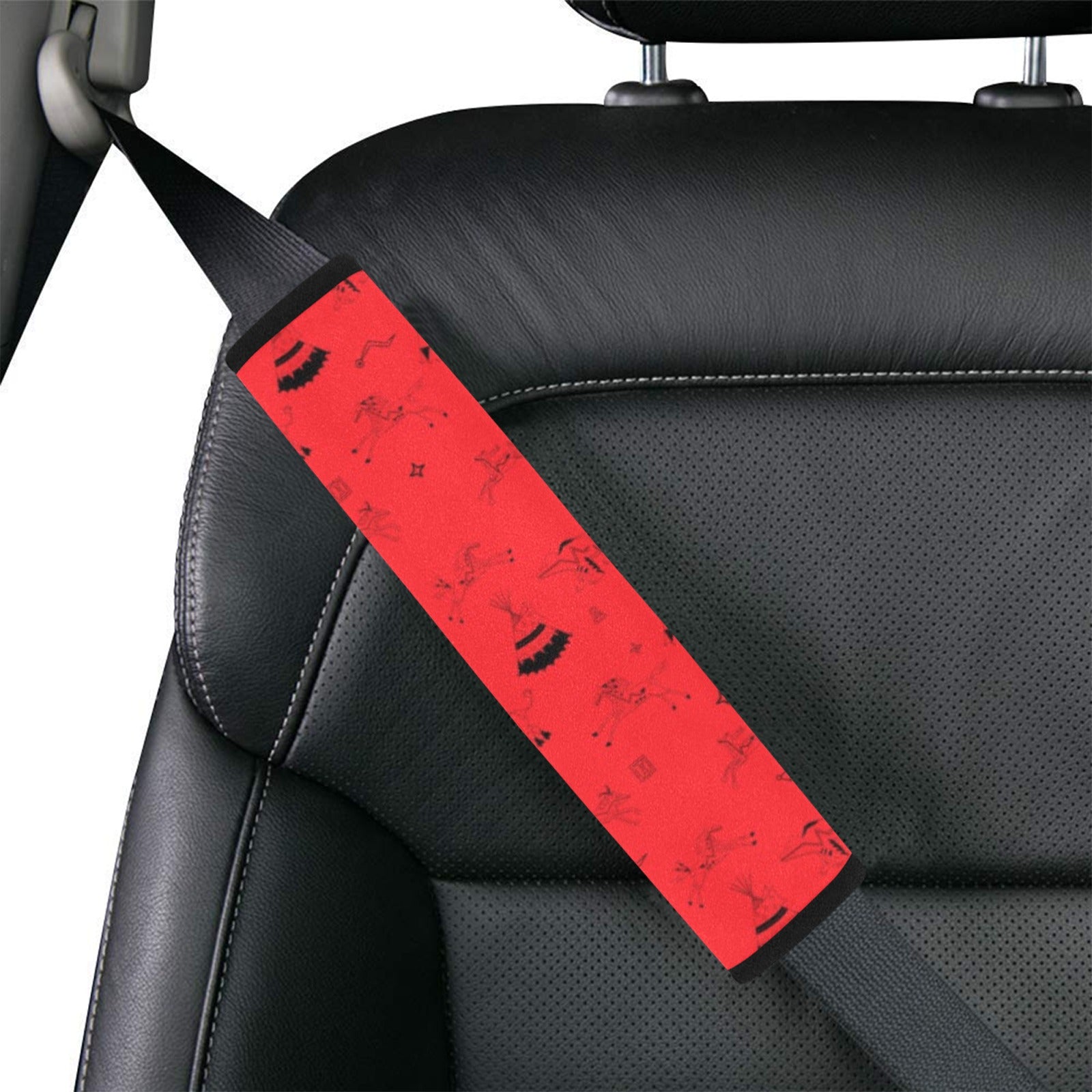 Ledger Dabbles Red Car Seat Belt Cover 7''x12.6'' (Pack of 2)
