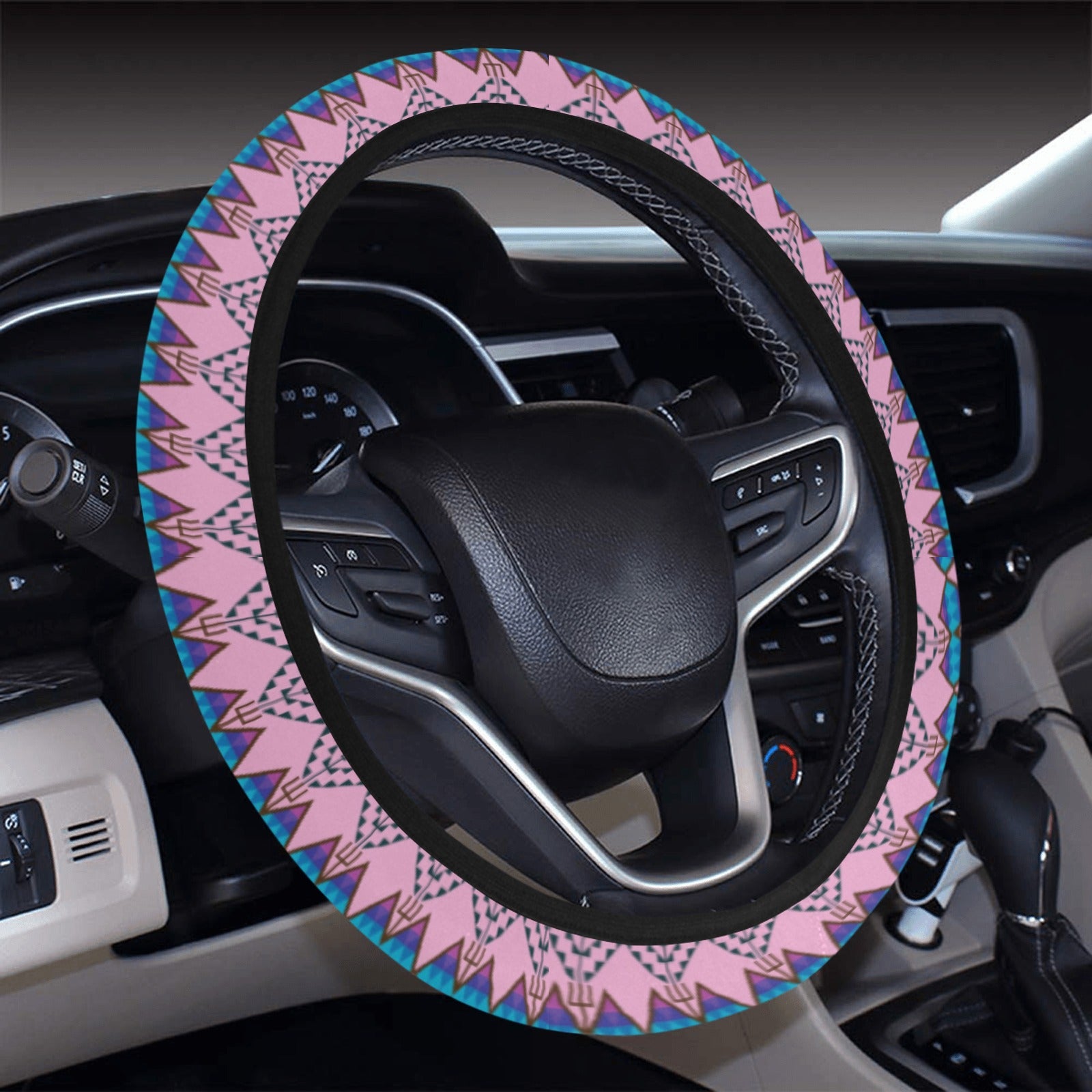 Sacred Trust Carnation Steering Wheel Cover with Elastic Edge