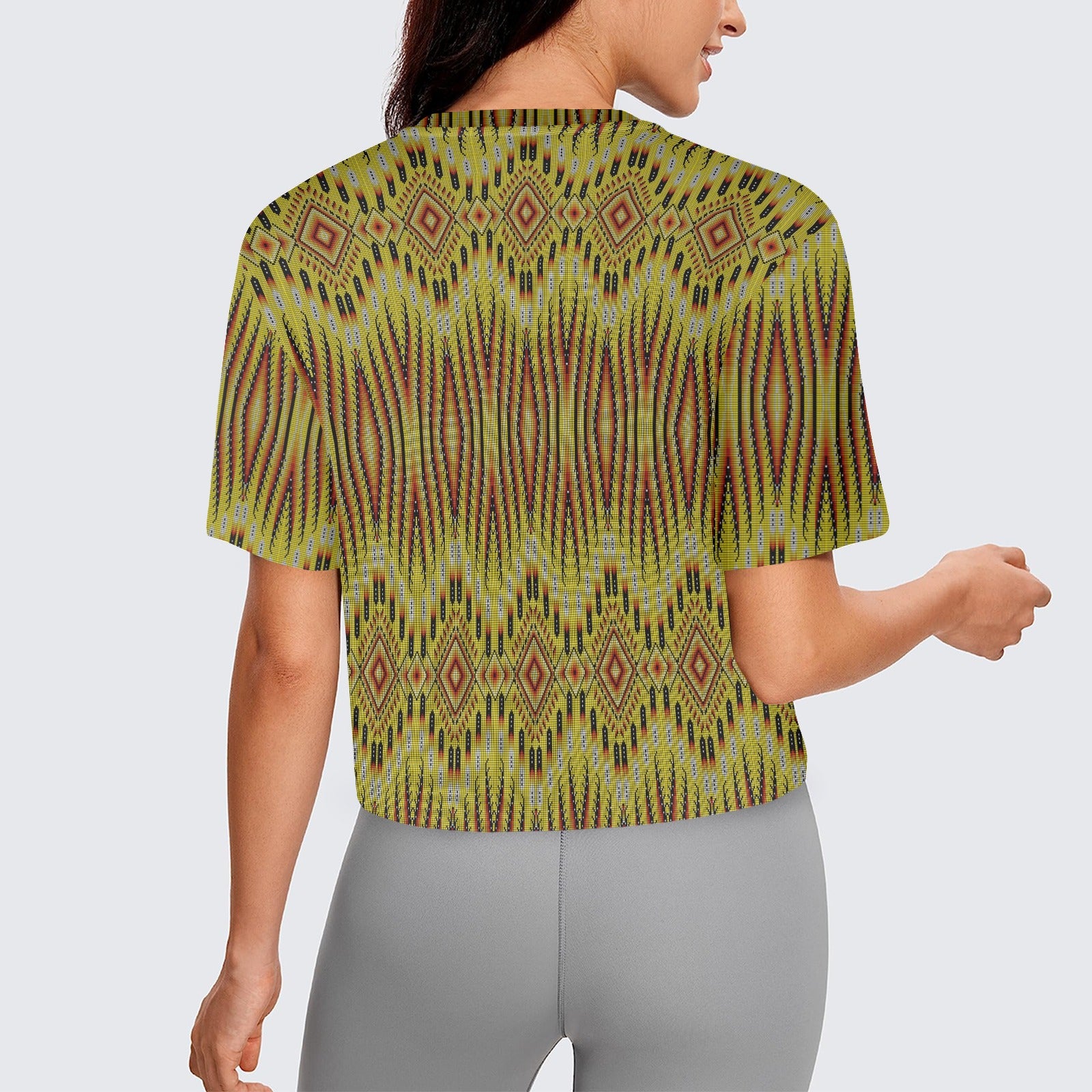 Fire Feather Yellow Women's Cropped T-shirt