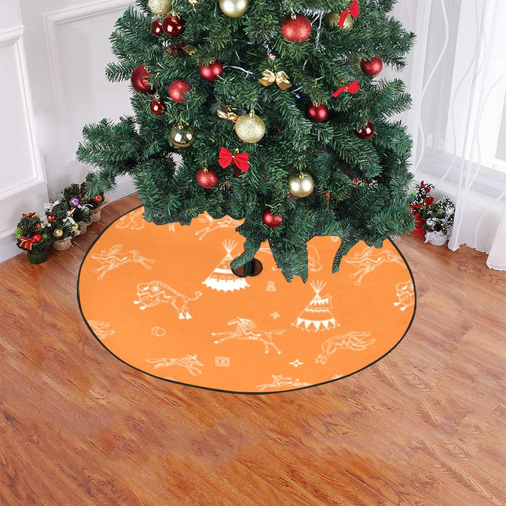 Ledger Dabbles Orange Christmas Tree Skirt 47" x 47"