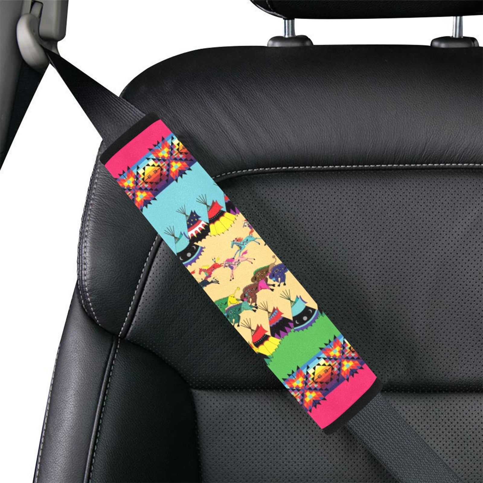 Horses and Buffalo Ledger Pink Car Seat Belt Cover 7''x12.6'' (Pack of 2)