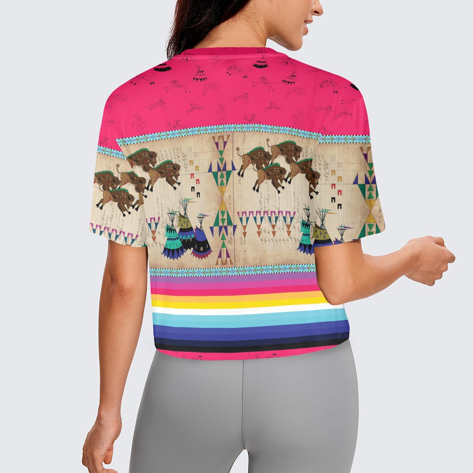 Buffalos Running Berry Women's Cropped T-shirt