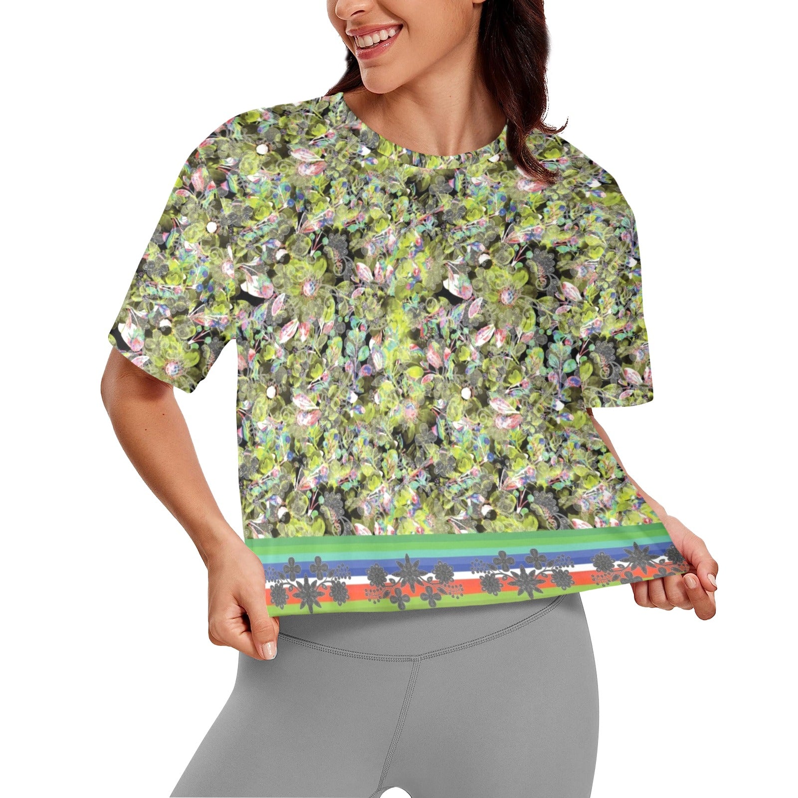 Culture in Nature Green Leaf Women's Cropped T-shirt