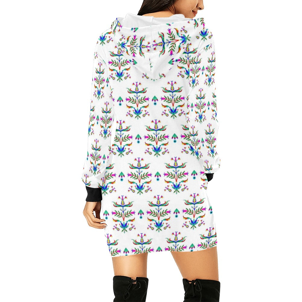 Dakota Damask White Hoodie Dress