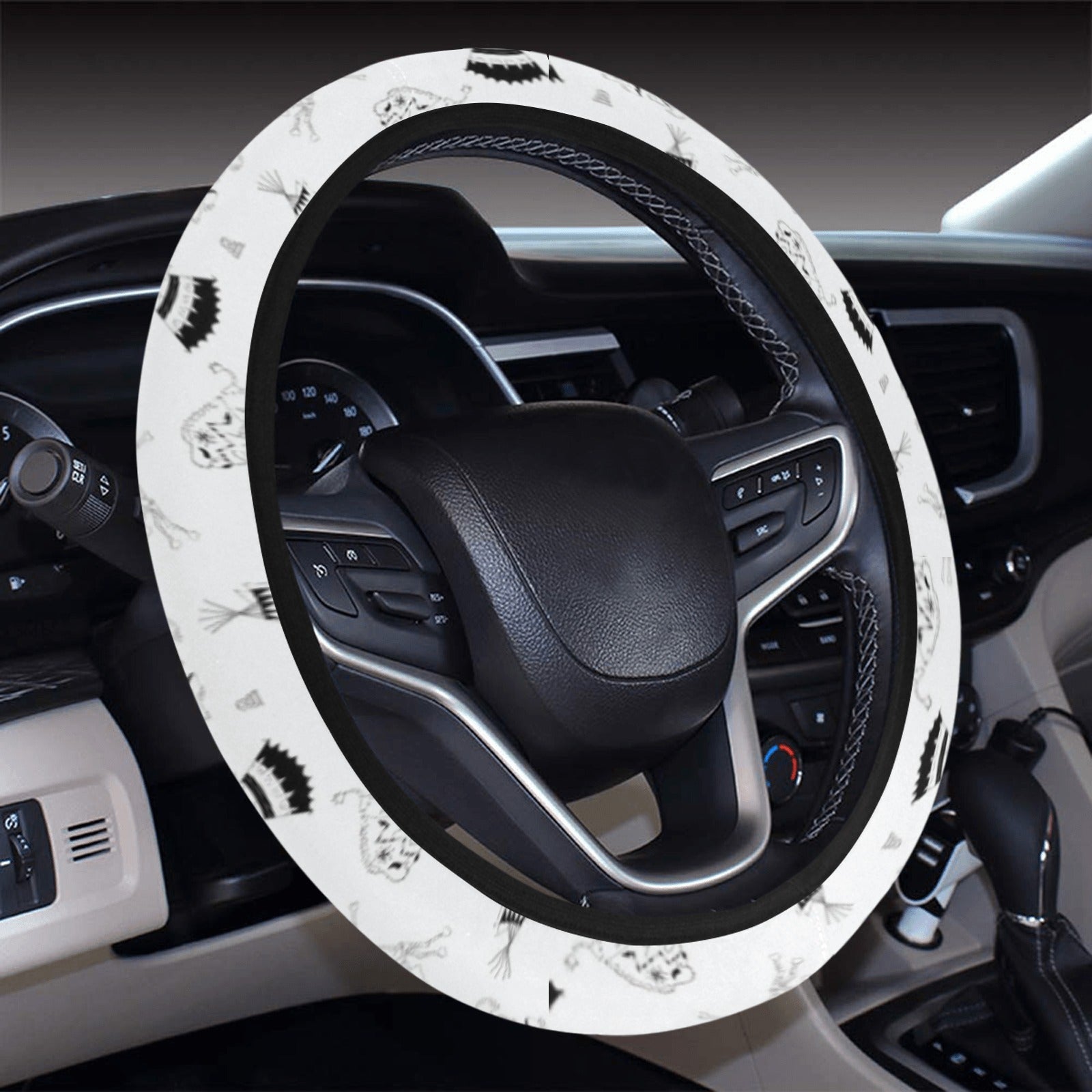 Ledger Dabbles White Steering Wheel Cover with Elastic Edge