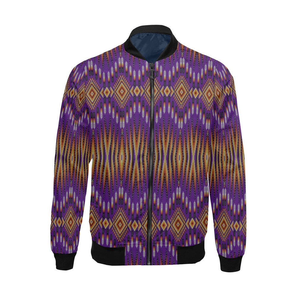Fire Feather Purple All Over Print Bomber Jacket for Men