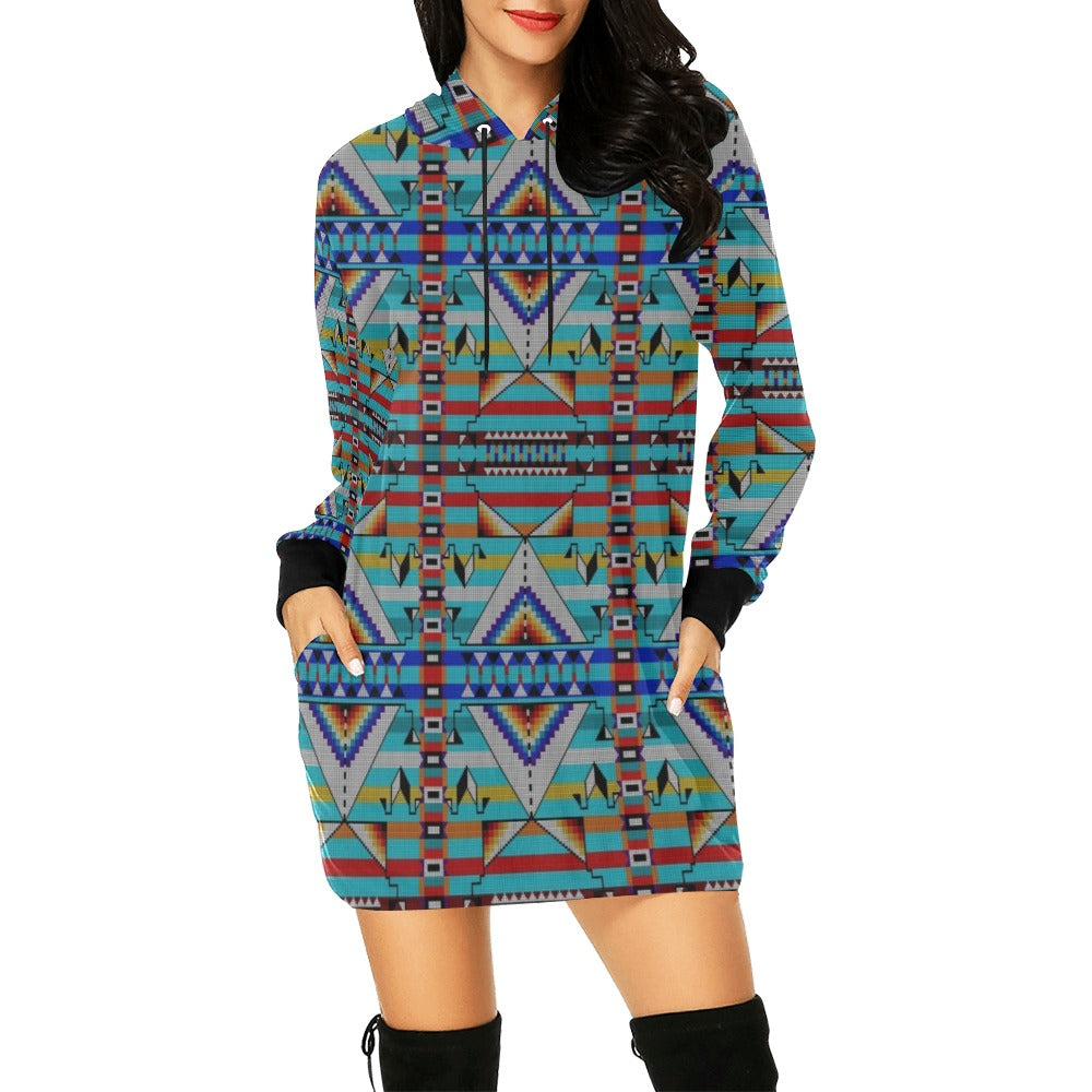 Medicine Blessing Turquoise Hoodie Dress