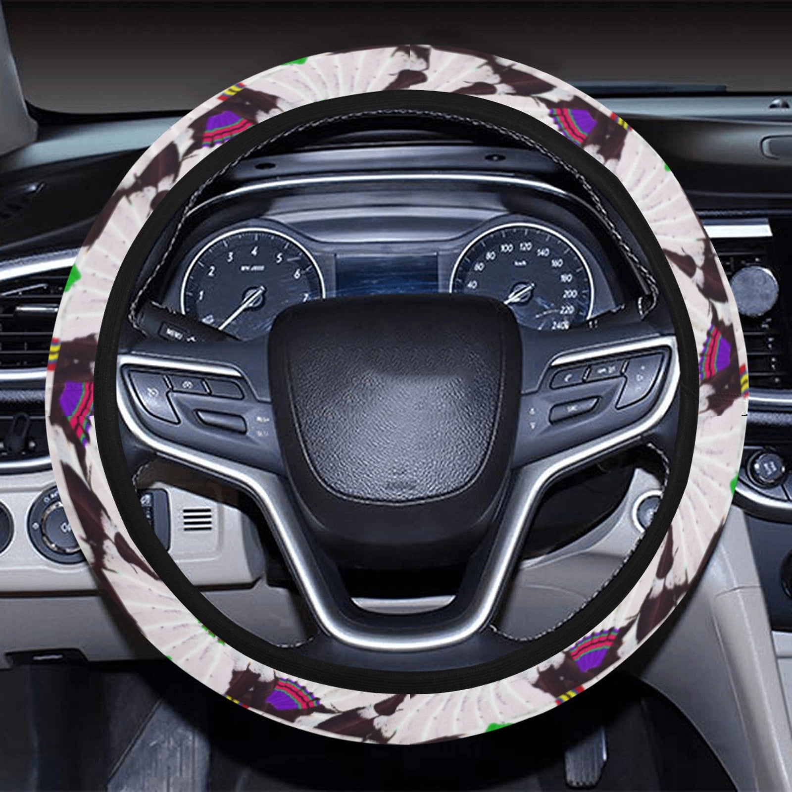 Eagle Feather Fans Steering Wheel Cover with Elastic Edge