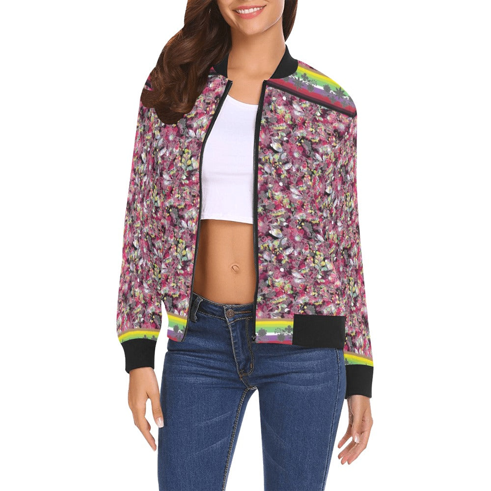 Culture in Nature Maroon Bomber Jacket for Women