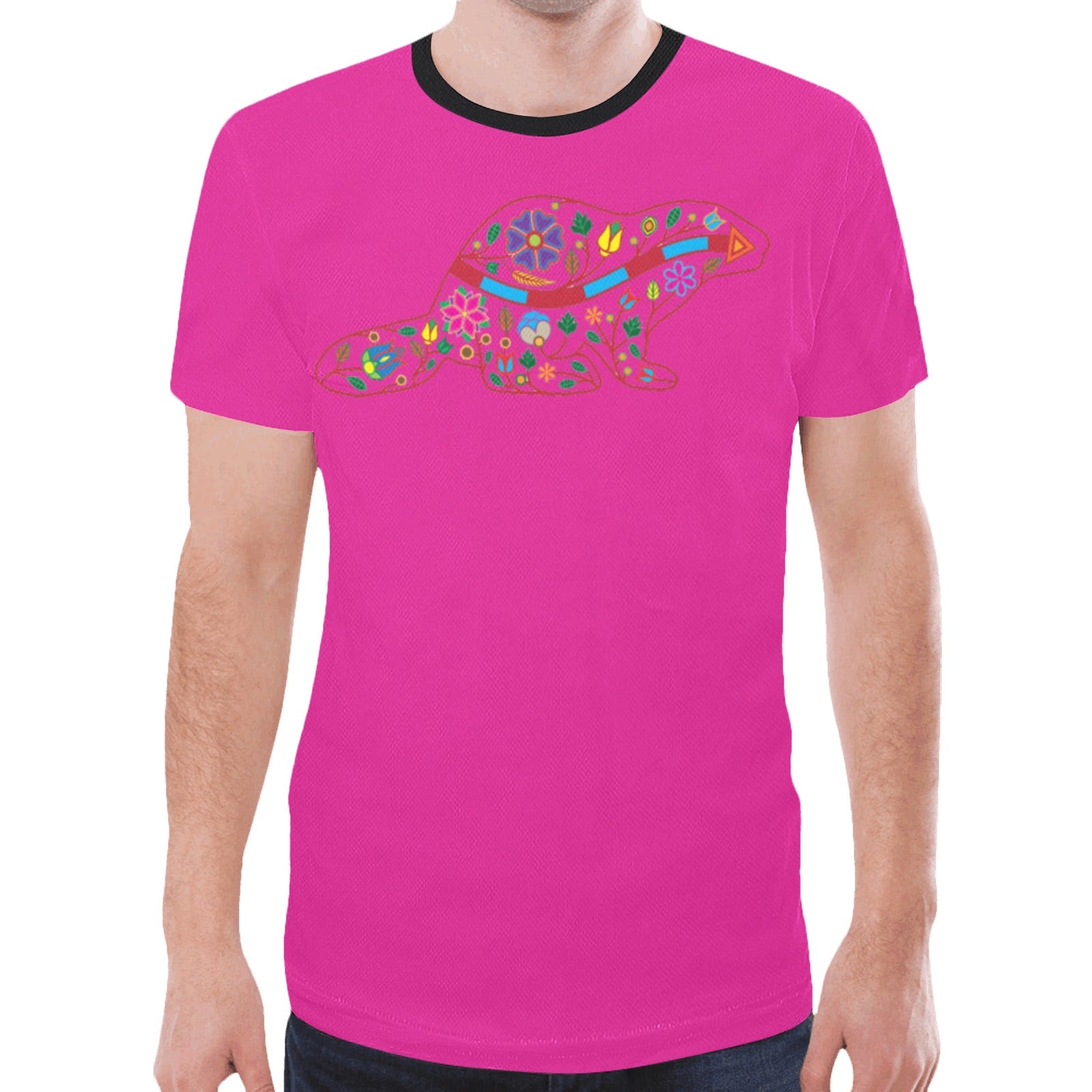 Floral Beaver Spirit Guide (Pink) T-shirt for Men