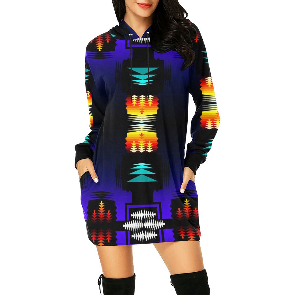 Midnight Sage Fire Hoodie Dress