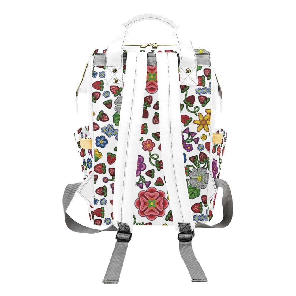 Berry Pop White Multi-Function Diaper Backpack/Diaper Bag