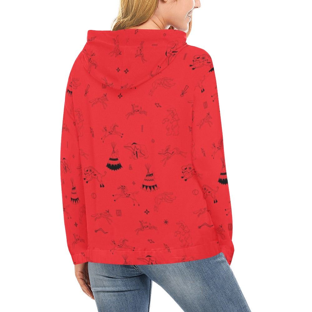 Ledger Dables Red Hoodie for Women (USA Size) (Model H13)
