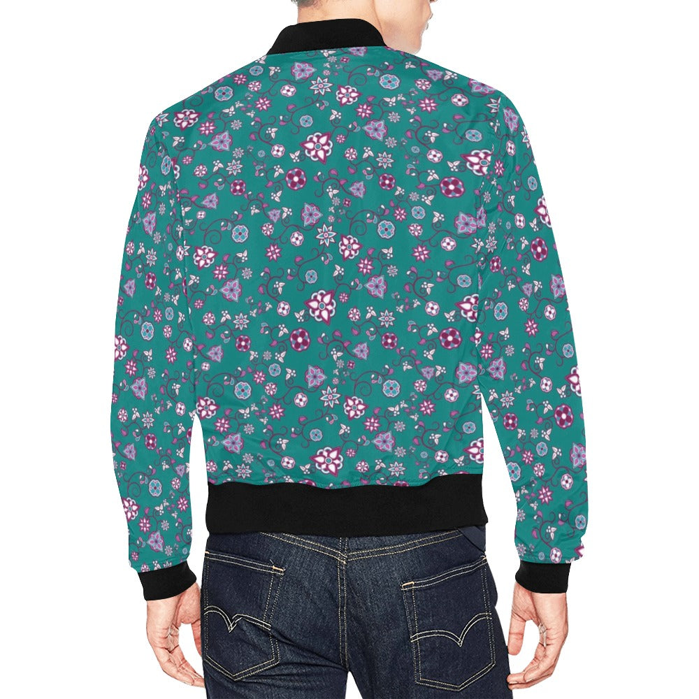 Burgundy Bloom Bomber Jacket for Men