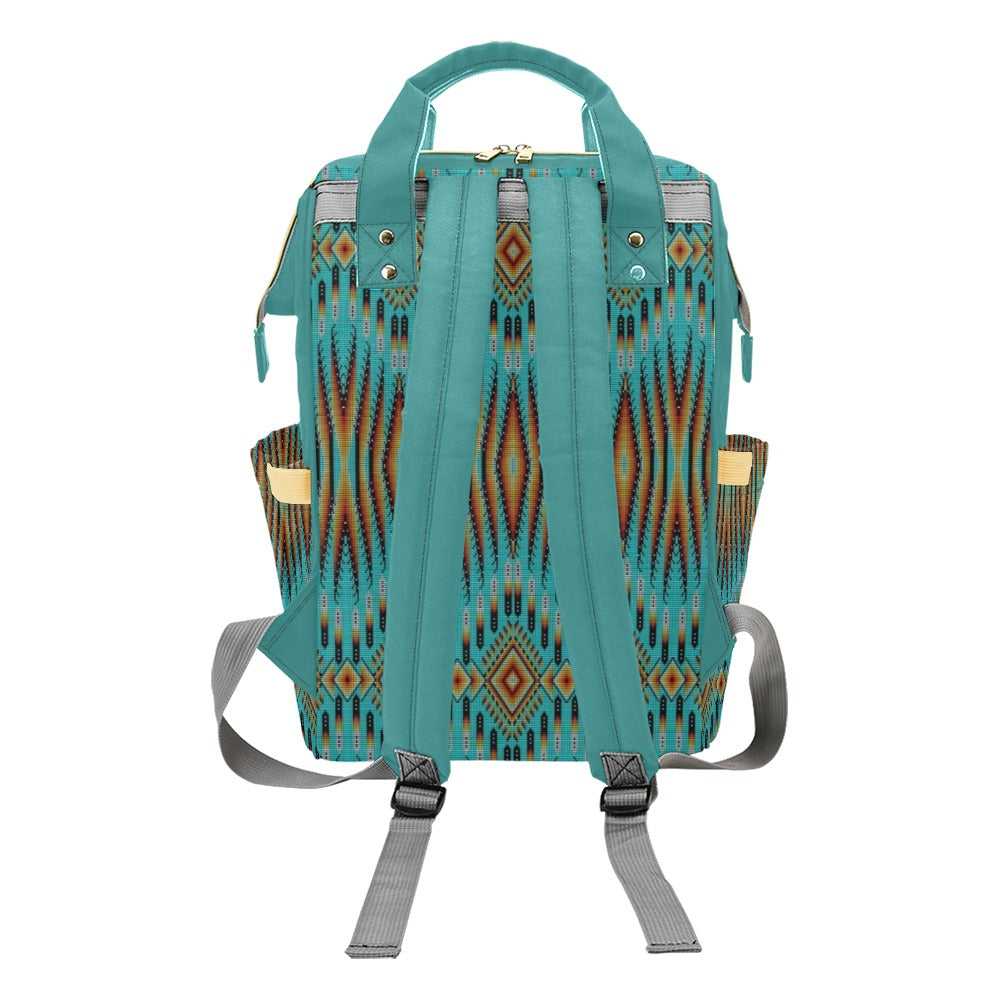 Fire Feather Turquoise Multi-Function Diaper Backpack/Diaper Bag
