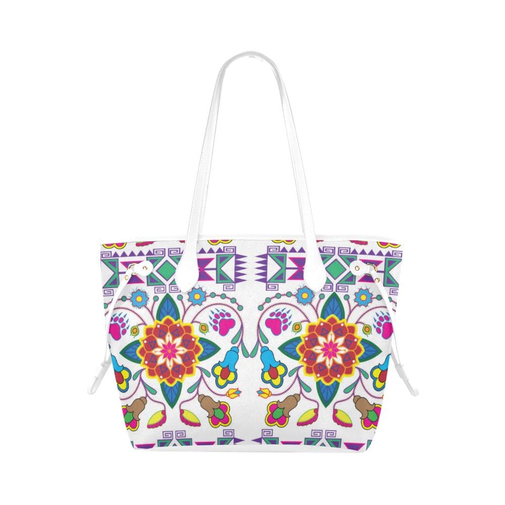 Geometric Floral Winter - White Clover Canvas Tote Bag