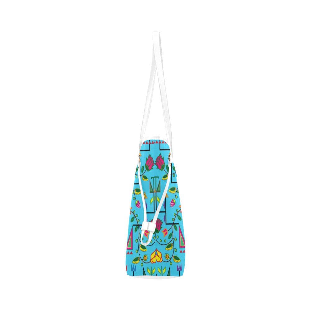 Geometric Floral Summer - Sky Blue Clover Canvas Tote Bag