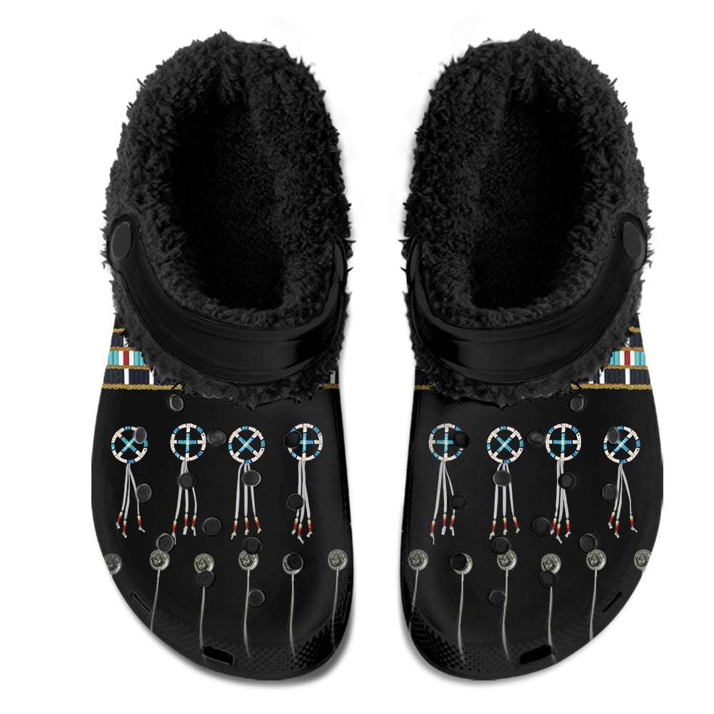 Beaded Bracelet Muddies Unisex Clog Shoes with Soft Fleece Fur Lining