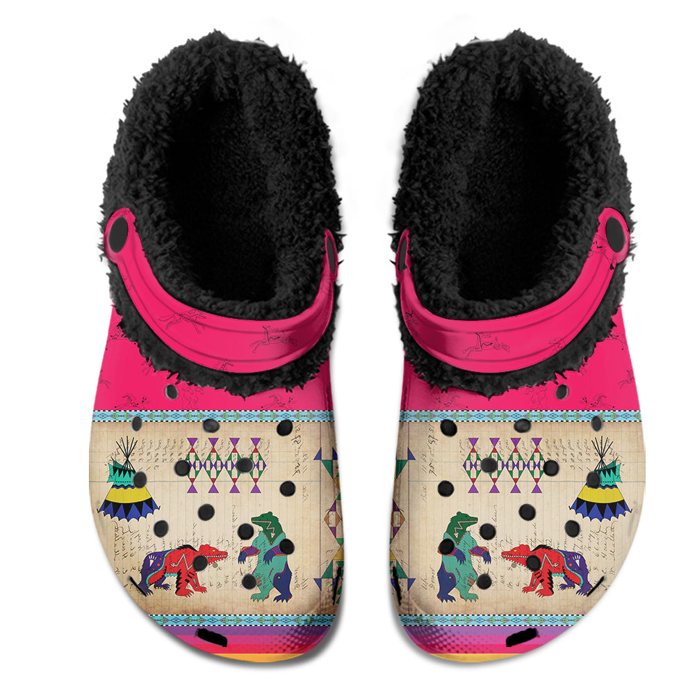 Bear Ledger Berry Muddies Unisex Clog Shoes with Soft Fleece Fur Lining