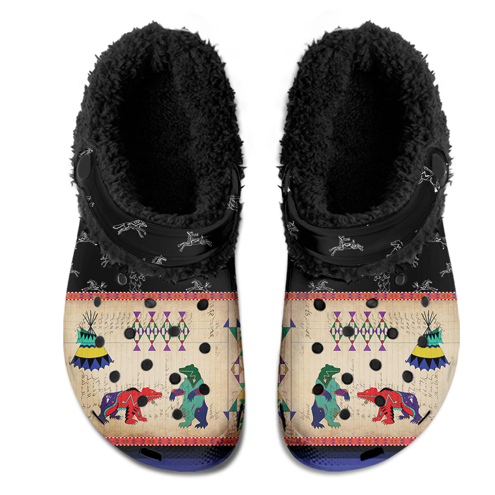 Bear Ledger Black Sky Muddies Unisex Clog Shoes with Soft Fleece Fur Lining