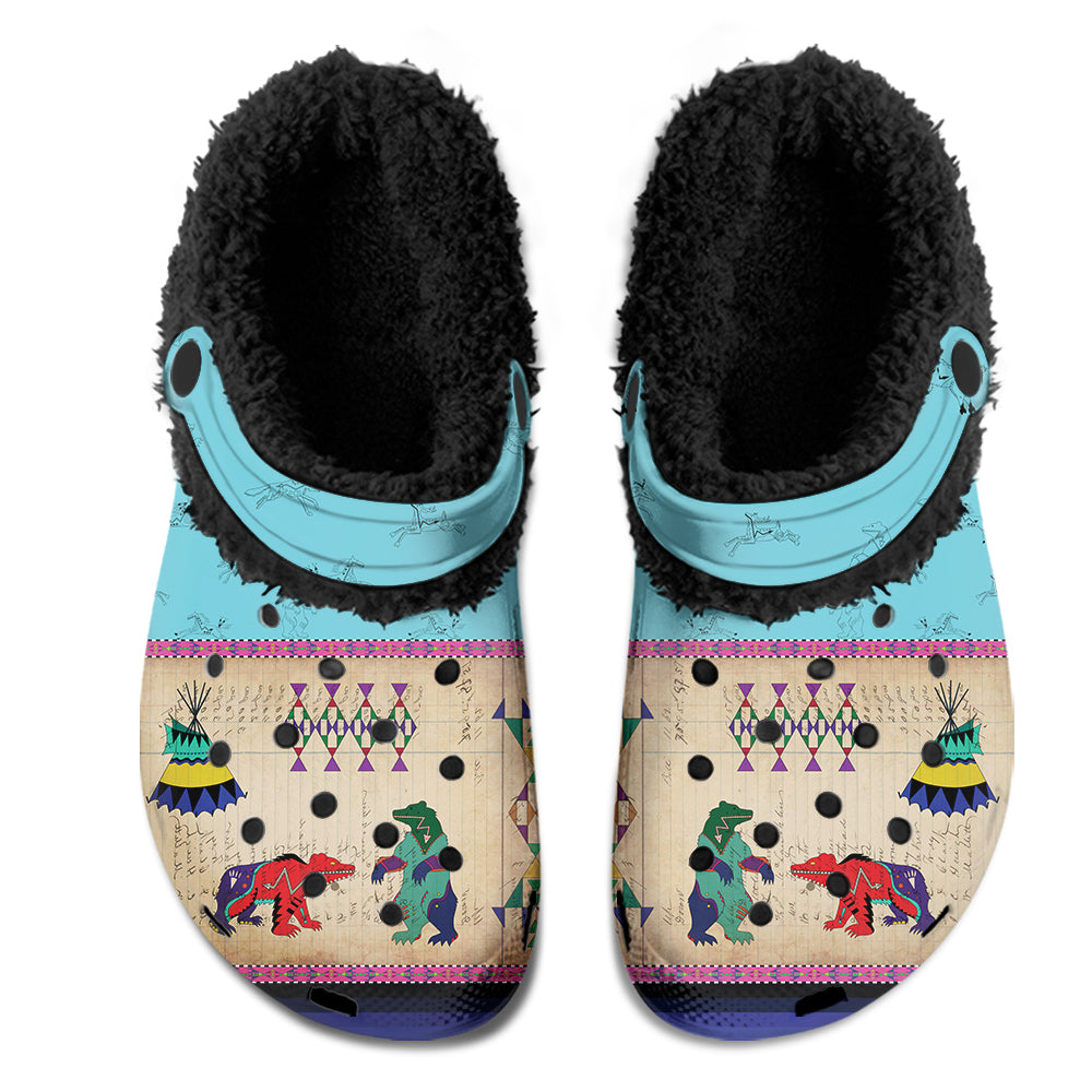 Bear Ledger Sky Muddies Unisex Clog Shoes with Soft Fleece Fur Lining