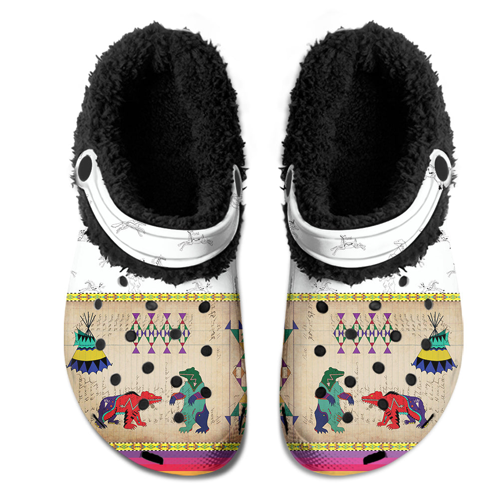 Bear Ledger White Clay Muddies Unisex Clog Shoes with Soft Fleece Fur Lining